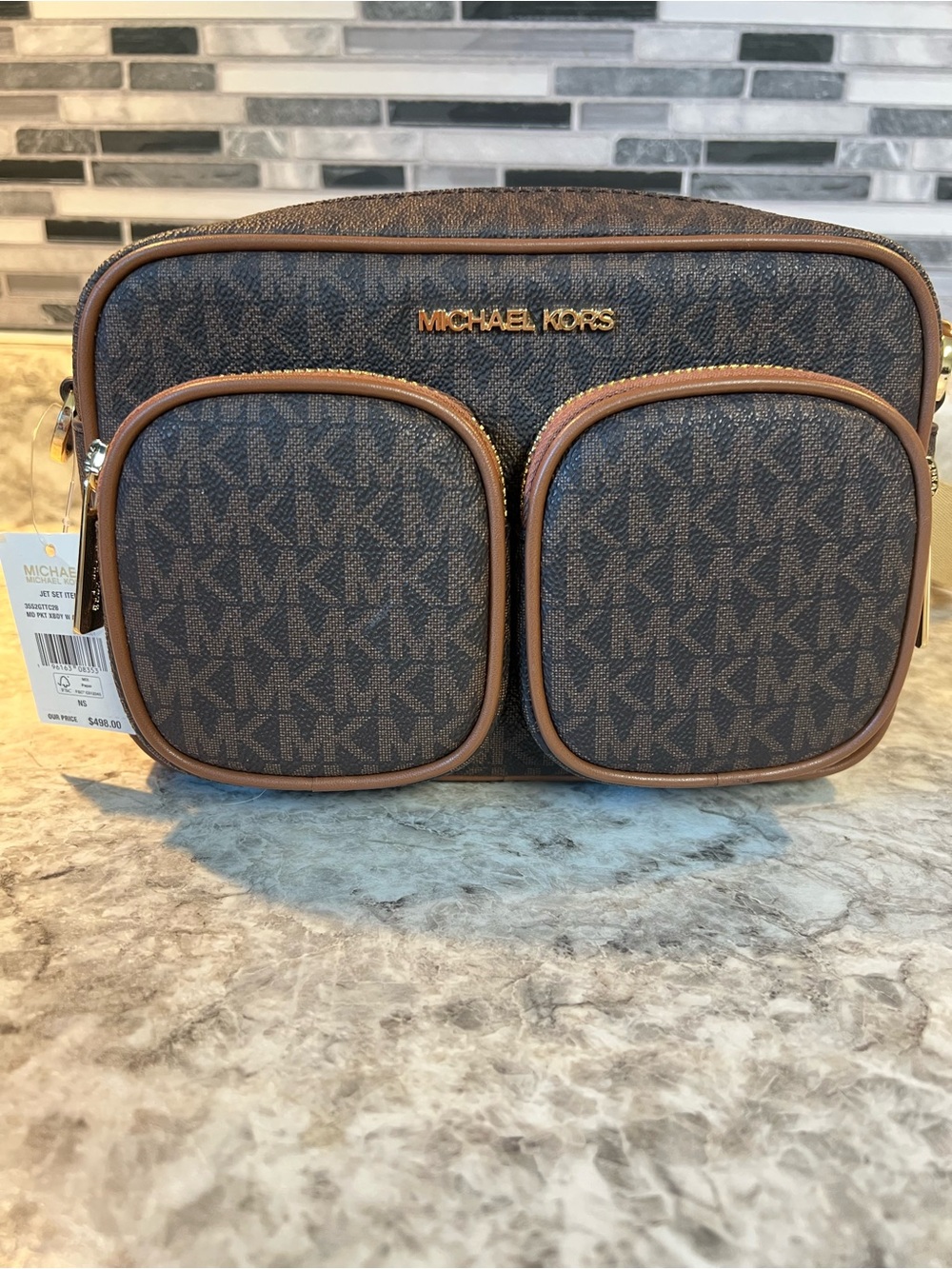 Michael Kors Brown Logo Belt Bag with Dual Front Pockets - Picture 6 of 7